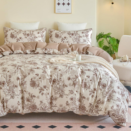 Vintage brown floral duvet - vintage,