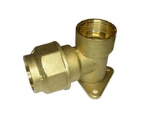 25mm MDPE x 3/4" BSP Brass Wall Plate Elbow / Backplate for Outside Bib Tap