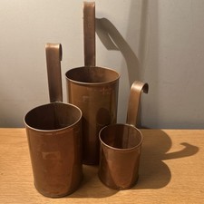 Vintage Set of 3 Copper Graduated Milk Measuring Cups Country Kitchen Prop 