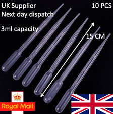 10 x 3ml PLASTIC PIPETTES 15cm LONG PIPPETTE UK SUPPLIER FREE POSTAGE