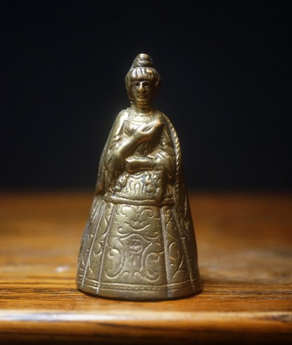 Vintage brass lady table bell - table,