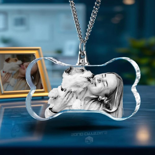 Dog bone crystal pendant - dog,