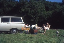 35mm Slide - Picnic In The Countryside Behind Hillman Super Minx Estate, 1970s