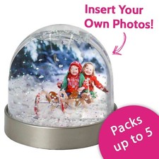 Custom Photo Snow Globe - 2 Sided Insert DIY Picture Gift Personalised Silver