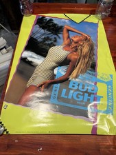 Vintage Rare 1993 Bud Light NEON beer Girl Poster Sign 28” X 20”