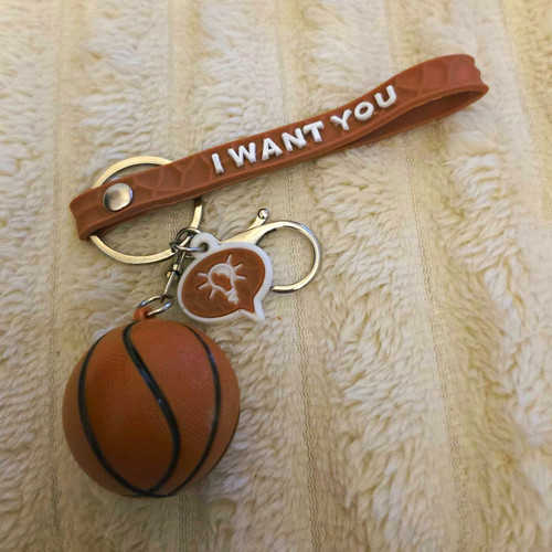 Basketball ball keyring brown - keyring,