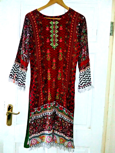 Red multi colour floral ethnic - colour,