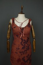 Cop Copine Multicolor Floral 100% Cotton Sleeveless Piped Trim Tank Dress Sz 40