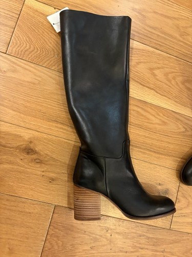 Mango black leather knee high - black,