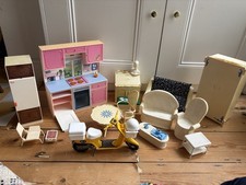 Vintage 1980s 80s Sindy Barbie Furniture Kitchen Fridge Desk Table Chair Moped