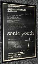 SONIC YOUTH band A3 BOARD MOUNTED original 1992 against facism SINGLE art poster