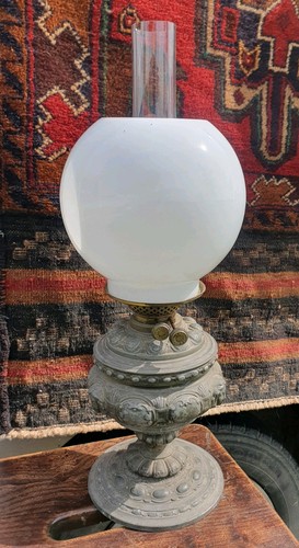 Antique spelter pewter - , oil
