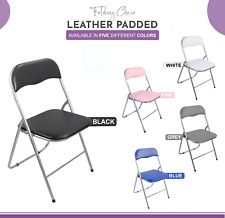 Foldable Square Chair Padded Seat Metal Legs Space Saving Home Garden & Office