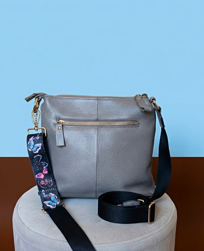 Grey taupe real - taupe, leather