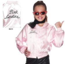 Childs Girls Officially Licensed Grease Pink Lady Fancy Dress Jacket by Smiffys
