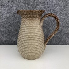 Lovatts Pottery Jug Pitcher Rope Affect Design Beige And Brown England Vintage