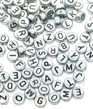 200pcs 7x4mm flat round silver mixed letters acrylic alphabet beads DIY Craft