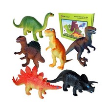Dinosaur Playset Toys Set of 6 Large Plastic Jurassic Era Action Figures Named 