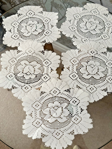 Vintage white polyester - white, lace