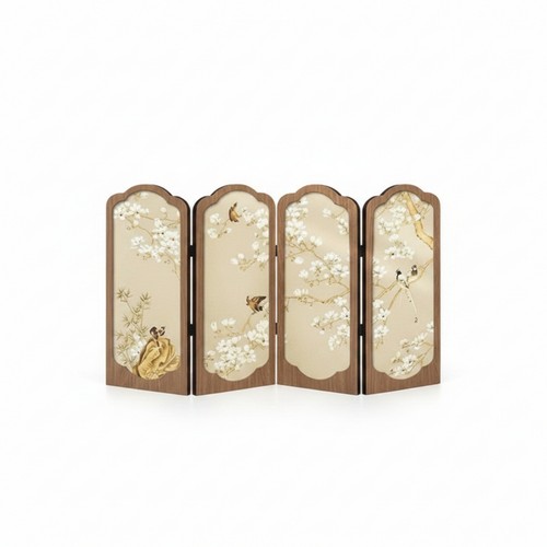Floral folding screen wood - screen,