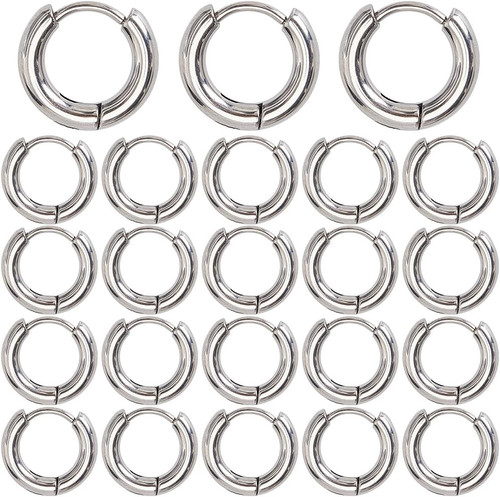 Box 24pcs silver huggie hoop - 24pcs,