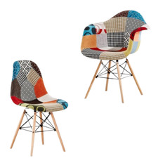 Patchwork Dining Chairs Armchair Office Retro Side Chair Multicoloured Modern