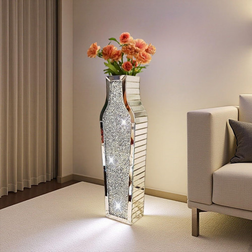 Silver tall glass floor - glass, vase