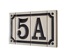 French Styled Hand-painted Address White Ceramic Number Tiles 11 x 5.5 cm