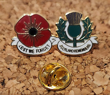 POPPY BADGE LEST WE FORGET SCOTLAND REMEMBERS