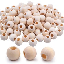 50/100PCS Wooden Balls ,Natural Round Untreated Plain Bead With Hole 20/25mm