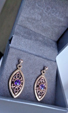 Welsh Clogau Gold Earrings 9ct Yellow & Rose Amethyst Celtic Queen Eleanor 1998