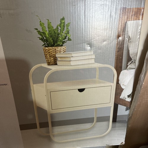 Metal cream side table with - metal,