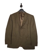 Vintage Harrods Knitghtsbridge Blazer Size 44 Men's Khaki Wool Alpaca Jacket