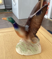 Vintage Jema of Holland  Ceramic Duck Figurine Mid-Flight Detailed Feathers # F3
