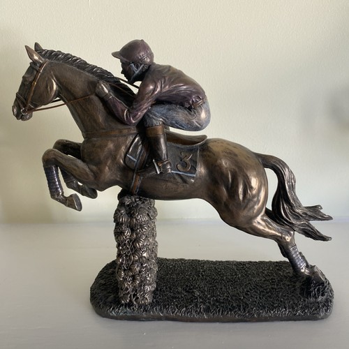 Racehorse and jockey bronze - racehorse,