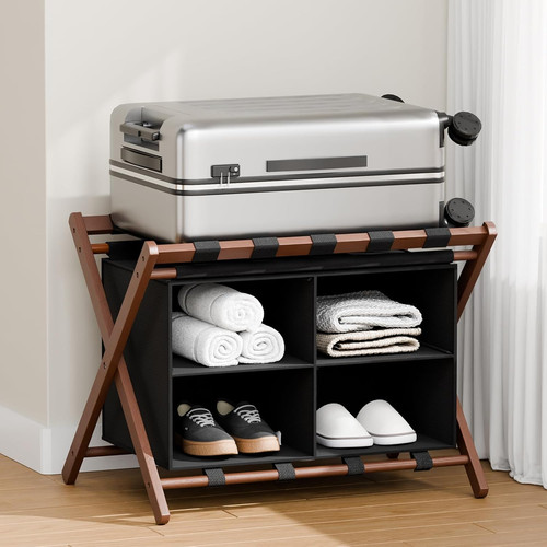 Bamboo luggage rack foldable - bamboo,