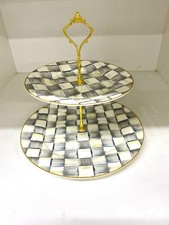 Cake Stand Grey Check 2 Tier