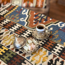 Turkish Coffee Set for One - Porcelain Cup, Zamak Holder, Sugar Bowl & Lid