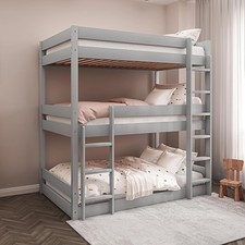 Triple Bunk Beds Kids Children High Sleeper Pine 3FT Single Wooden Bed Frame