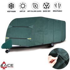 Caravan Cover Premium Breathable 4-Ply Full Green - Sizes 10-31ft + Hitch Cover