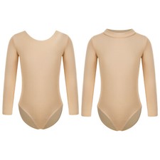 Kids Girls Fleece Lined Ballet Dance Gymnastics Leotard Long Sleeve Undergarment