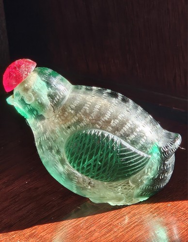 Antique glass chicken shape - antique,