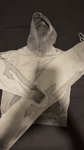 Trapstar grey full zip hooded - grey,