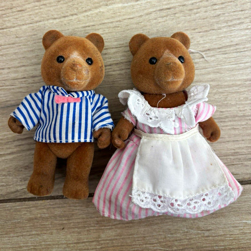 Pair brown plush teddy - brown,