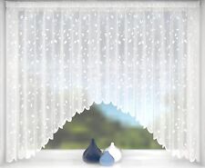 ELLIE PRETTY FLORAL WHITE NET CURTAIN JARDINIERE ~ 15 Sizes -Free 1st Class Post
