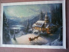 Christmas wall canvas Thomas Kincade Sunday morning sleigh ride