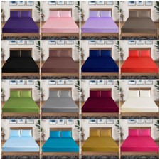 3pc Extra Deep 40cm Satin Silk Fitted Sheets w/ Pillowcases Single, Double, King