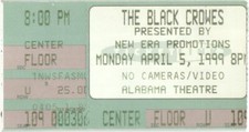 Vintage 1999 Black Crowes Concert Ticket Stub Birmingham AL