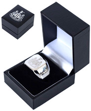NEWCASTLE UNITED FC SQUARE SIGNET RING COMPLETE GIFT BOX NUFC UTD