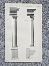 Example of Roman Column Architecture - Antique Print - 1875